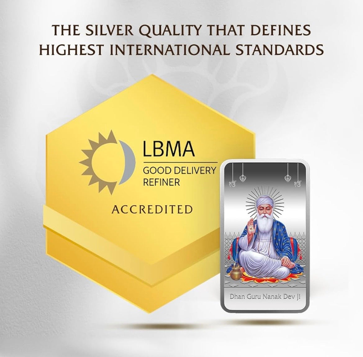 999.9+ Purest Silver Bar, Guru Nanak Dev ji 50 gm Silver Coin