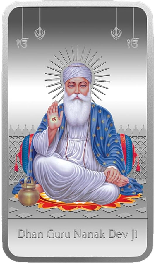 999.9+ Purest Silver Bar, Guru Nanak Dev ji 50 gm Silver Coin